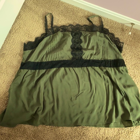 torrid Tops - Torrid - army green and black lace camisole